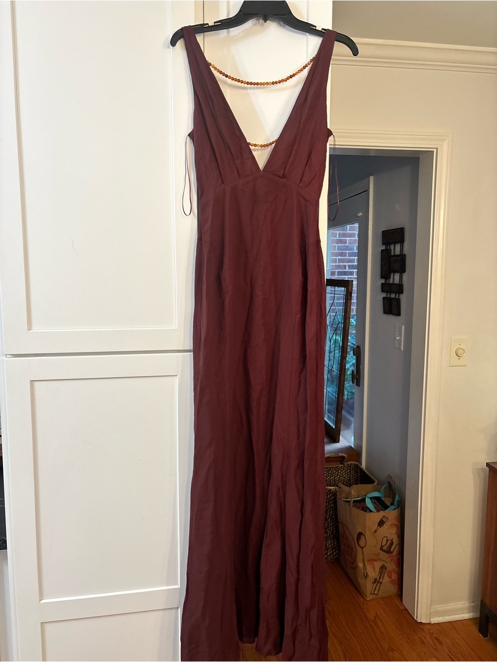 new Reformation Hugo Camille Row collection gown in Mahogany brown viscose - Picture 5 of 11